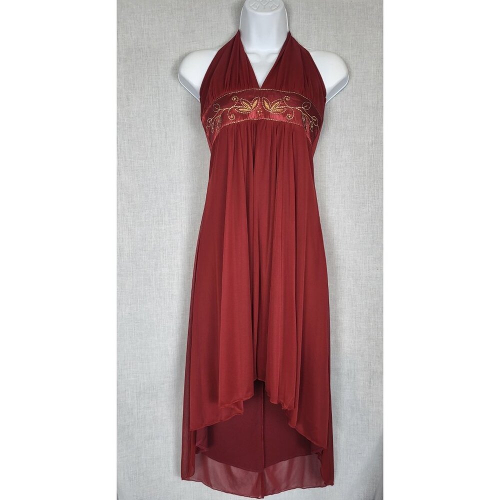 Trixxi Maxi Halter Dress Prom Formal Women's Size S Burgundy Party Cocktail Gala